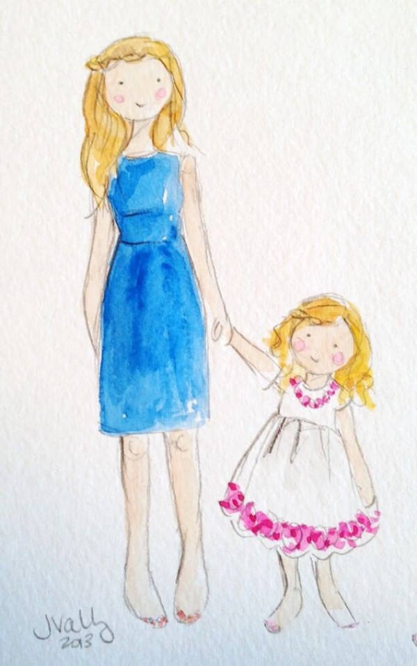 Mom and Me Watercolor Mothers Day Childrens Painting Picture Collection