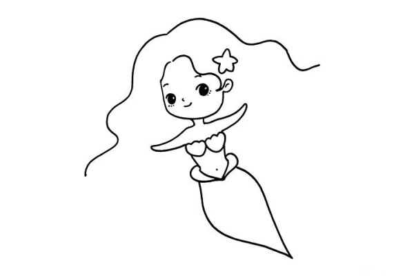 Beautiful and cute little mermaid simple drawing tutorial