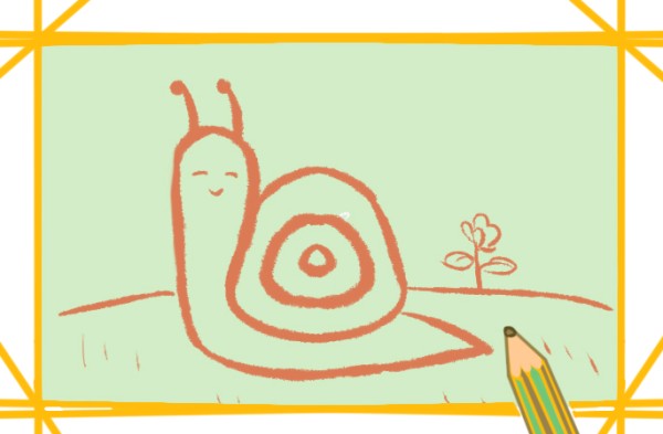 How to draw a snail on the grass