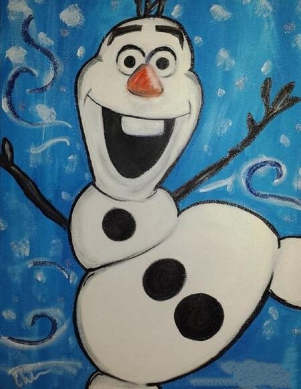 Appreciation of the dancing Olaf winter snowman painting