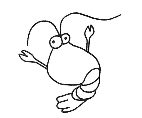 A set of simple drawing pictures of cartoon shrimps