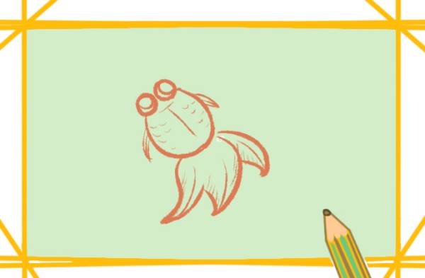 Simple drawing of goldfish with graceful body