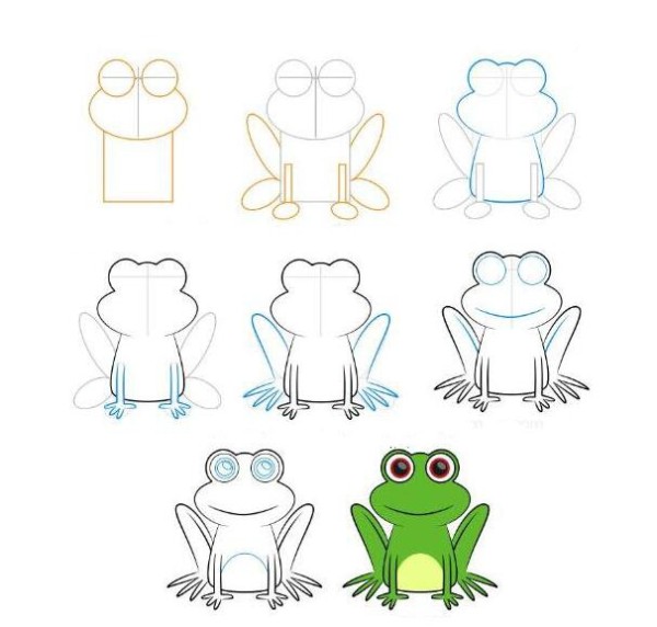 Teach you step by step how to draw a frog