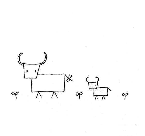 Childrens simple drawing of calf