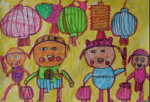 Childrens drawings about the Mid-Autumn Festival - Lanterns for the Mid-Autumn Festival