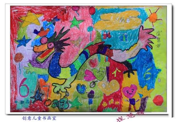 Childrens paintings to welcome National Day and Mid-Autumn Festival-Longteng Huaxia