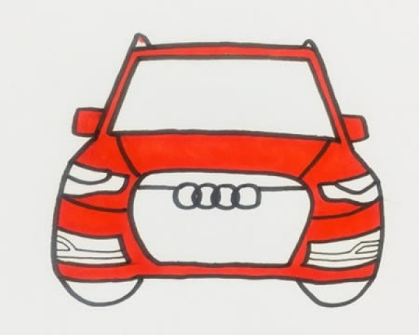 Simple drawing of red Audi car