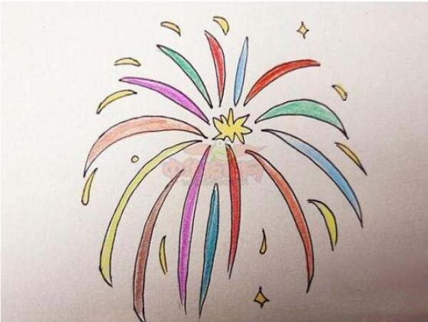 How to draw simple and beautiful colorful fireworks