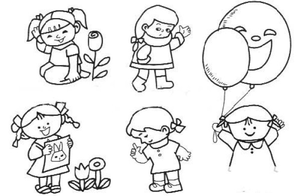 Simple drawing pictures of children playing