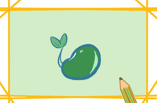 Simple drawing of sprouted mung beans