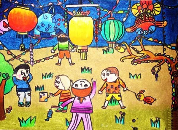 Appreciation of children’s paintings celebrating the Lantern Festival in 2017