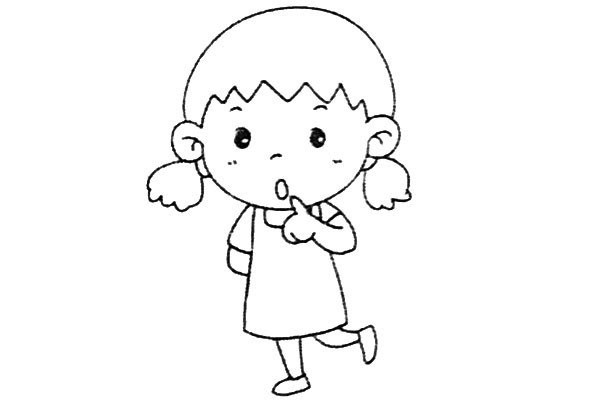 A set of simple drawings of well-behaved little girls