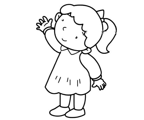 Simple drawing picture of cute little girl