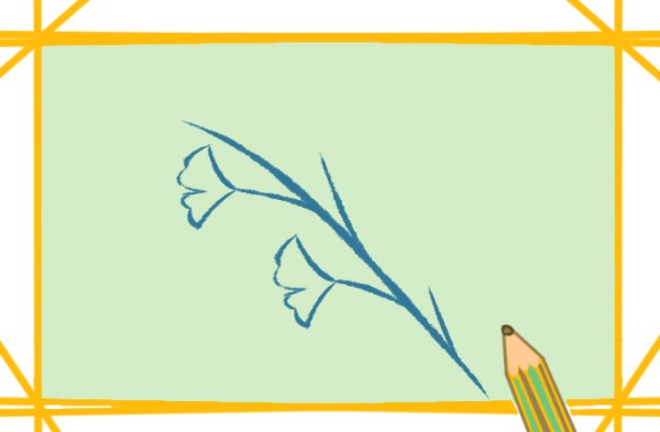 Simple drawing of golden ginkgo branches