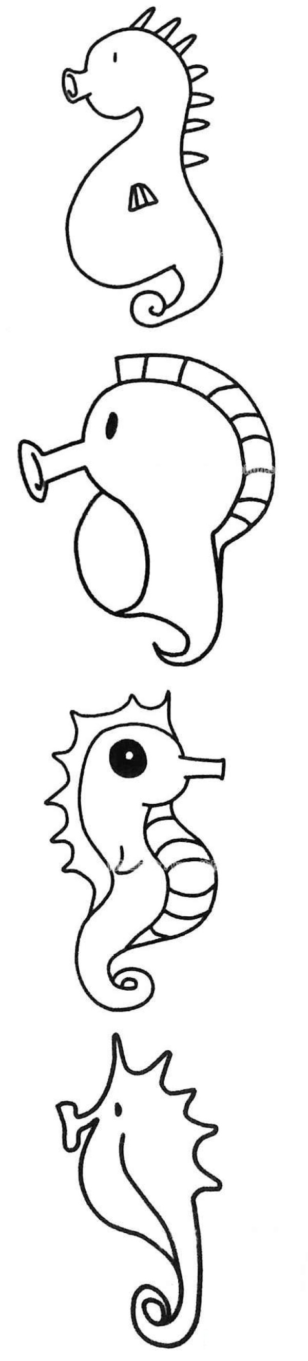 Simple strokes of seahorse animals