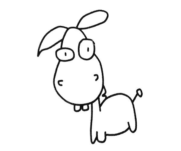 Four cute little donkey simple drawing pictures