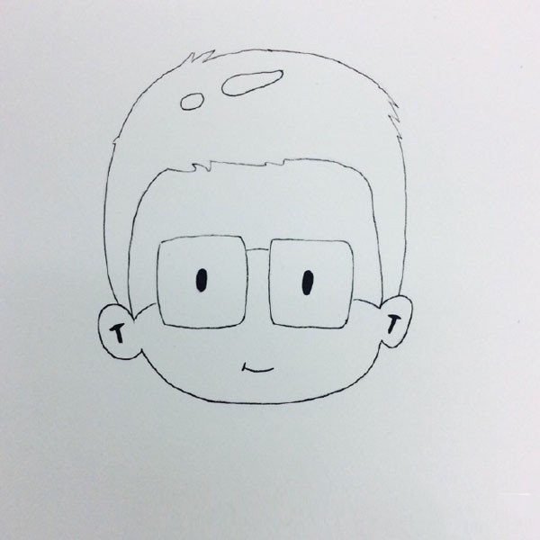 Simple drawing of little boy wearing glasses