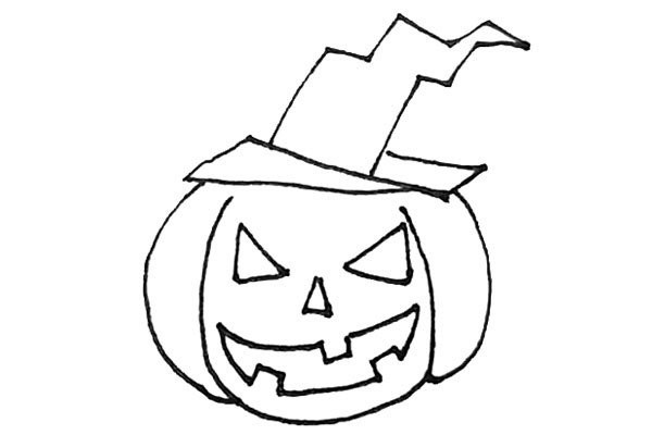 Pumpkin lantern wearing witch hat