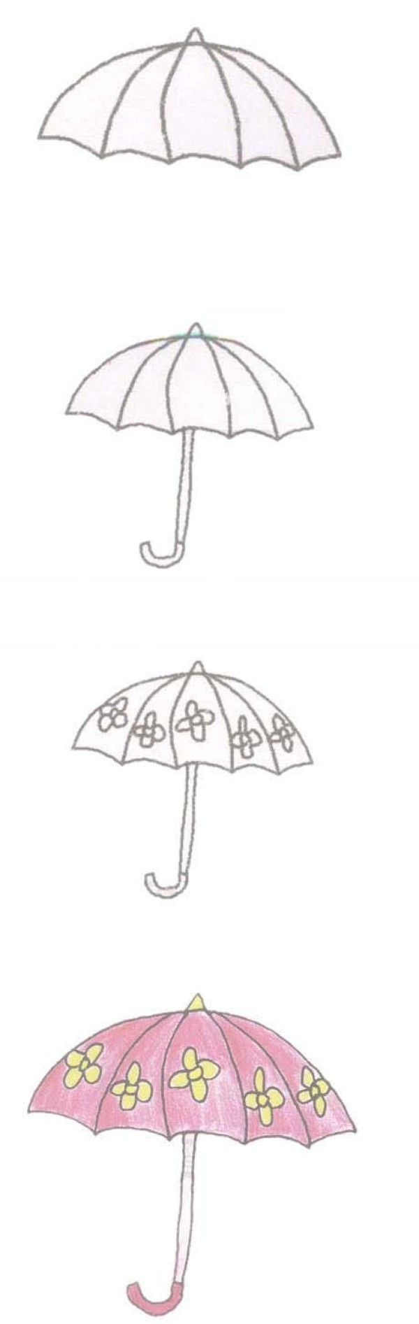 Childrens simple drawing of small flower umbrella