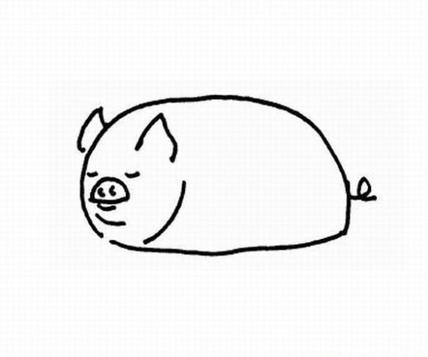 Childrens simple animal drawing piglet