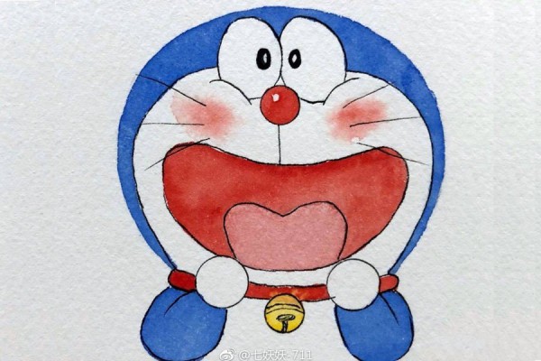 My favorite blue fat boy Doraemon watercolor painting