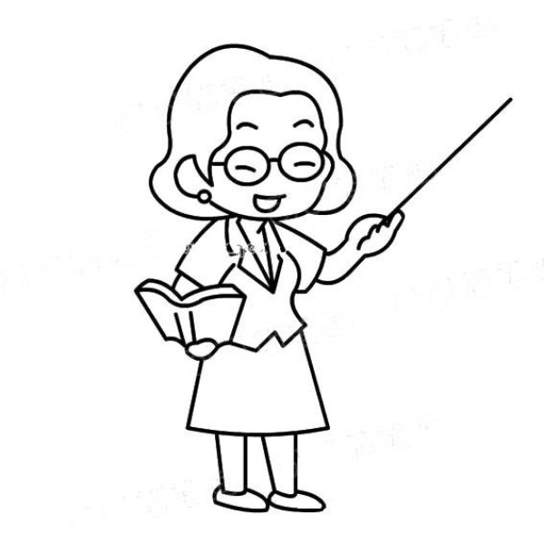 A set of simple drawing pictures of female teachers