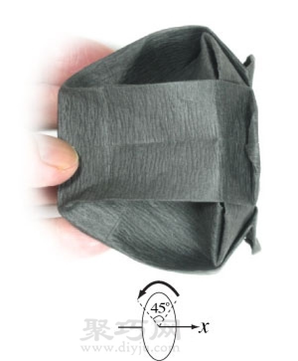 Steps to fold handmade origami Halloween cauldron