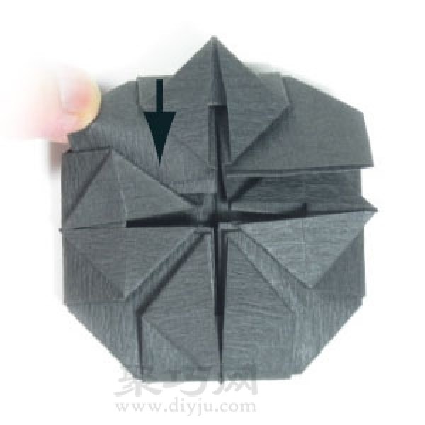 Steps to fold handmade origami Halloween cauldron