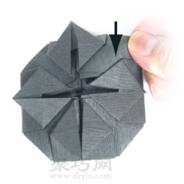 Steps to fold handmade origami Halloween cauldron