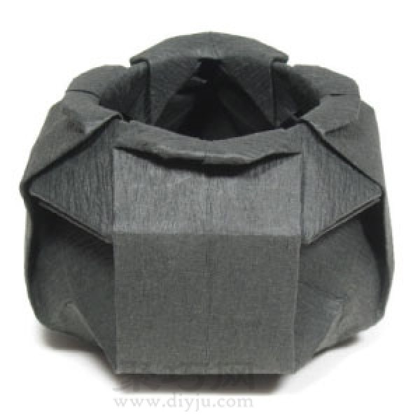 Steps to fold handmade origami Halloween cauldron