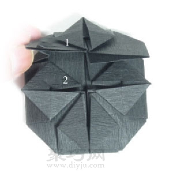 Steps to fold handmade origami Halloween cauldron