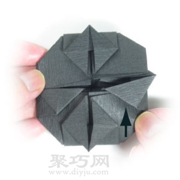 Steps to fold handmade origami Halloween cauldron