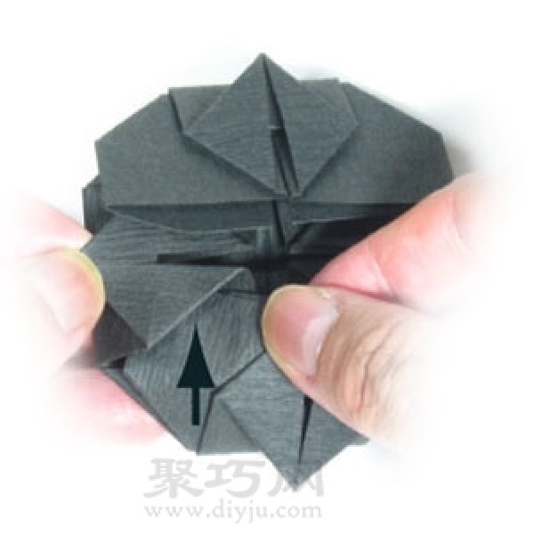 Steps to fold handmade origami Halloween cauldron