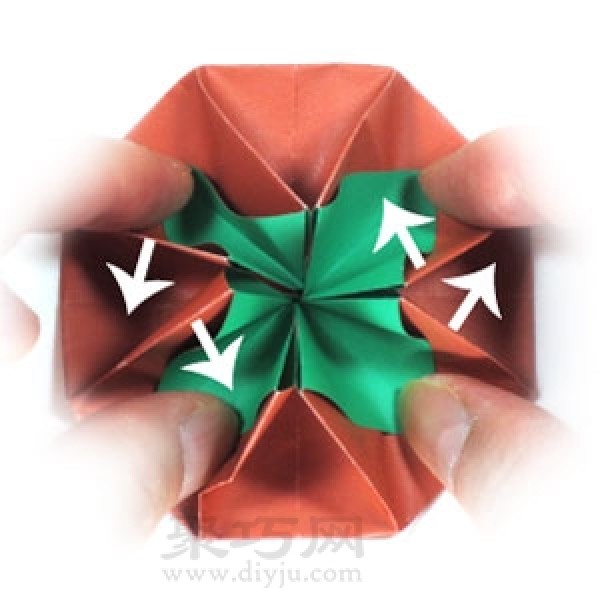 Illustration of how to fold handmade origami round envelopes