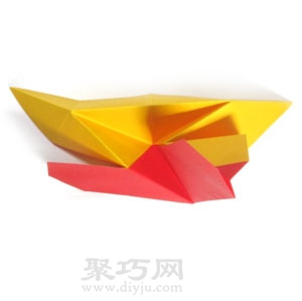 Illustration of heart-shaped origami tutorial with arrow through heart