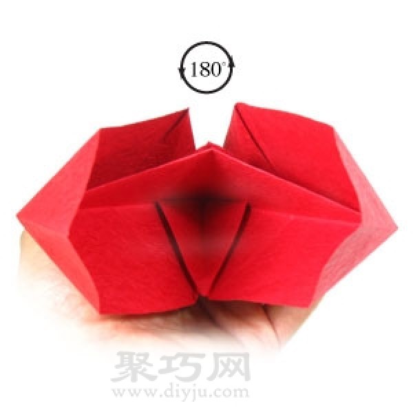 Simple illustration of handmade origami heart-shaped box