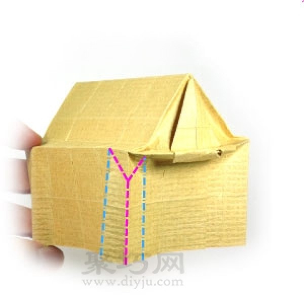 Origami three-dimensional small house tutorial illustration