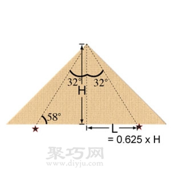 Illustration of pyramid origami folding method