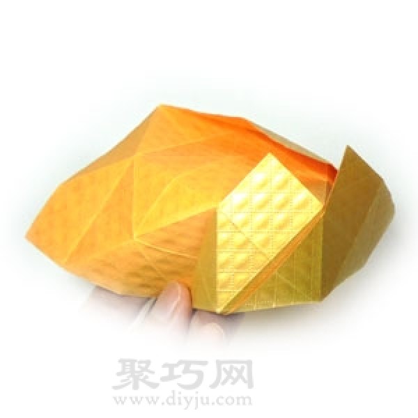 Simple illustration of handmade origami three-dimensional yellow crown