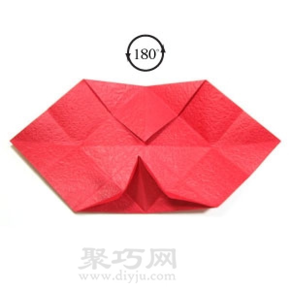 Simple illustration of handmade origami heart-shaped box