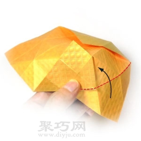 Simple illustration of handmade origami three-dimensional yellow crown