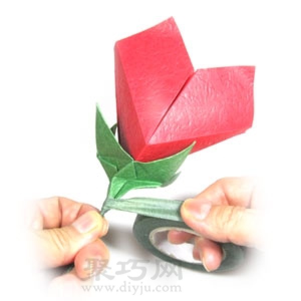 Origami Heart-Shaped Rose Tutorial Illustration for Valentines Day