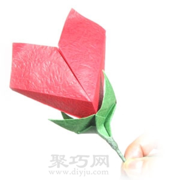 Origami Heart-Shaped Rose Tutorial Illustration for Valentines Day