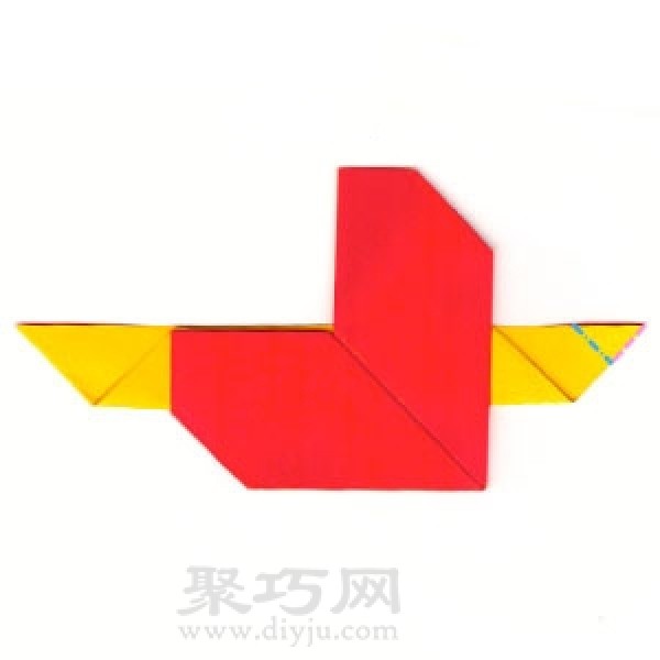 Illustration of heart-shaped origami tutorial with arrow through heart