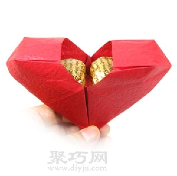 Simple illustration of handmade origami heart-shaped box