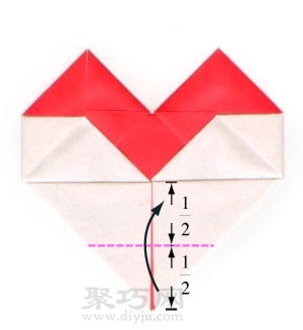 Origami heart with stand tutorial illustration