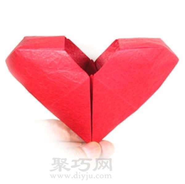 Simple illustration of handmade origami heart-shaped box