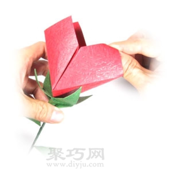 Origami Heart-Shaped Rose Tutorial Illustration for Valentines Day