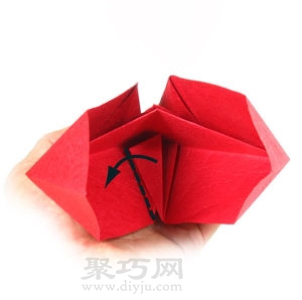 Simple illustration of handmade origami heart-shaped box