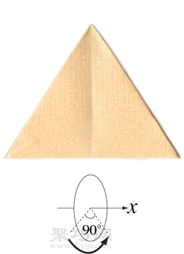 Illustration of pyramid origami folding method